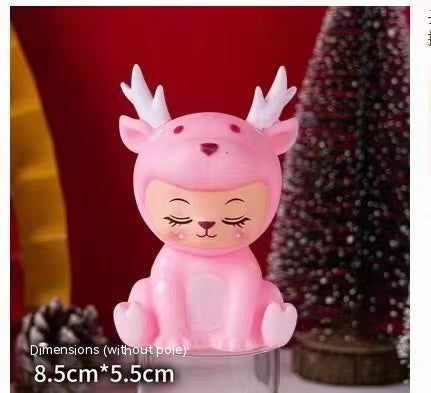 Festive Christmas Elk Cake Ornament Set - Glitter & Plastic Decorations
