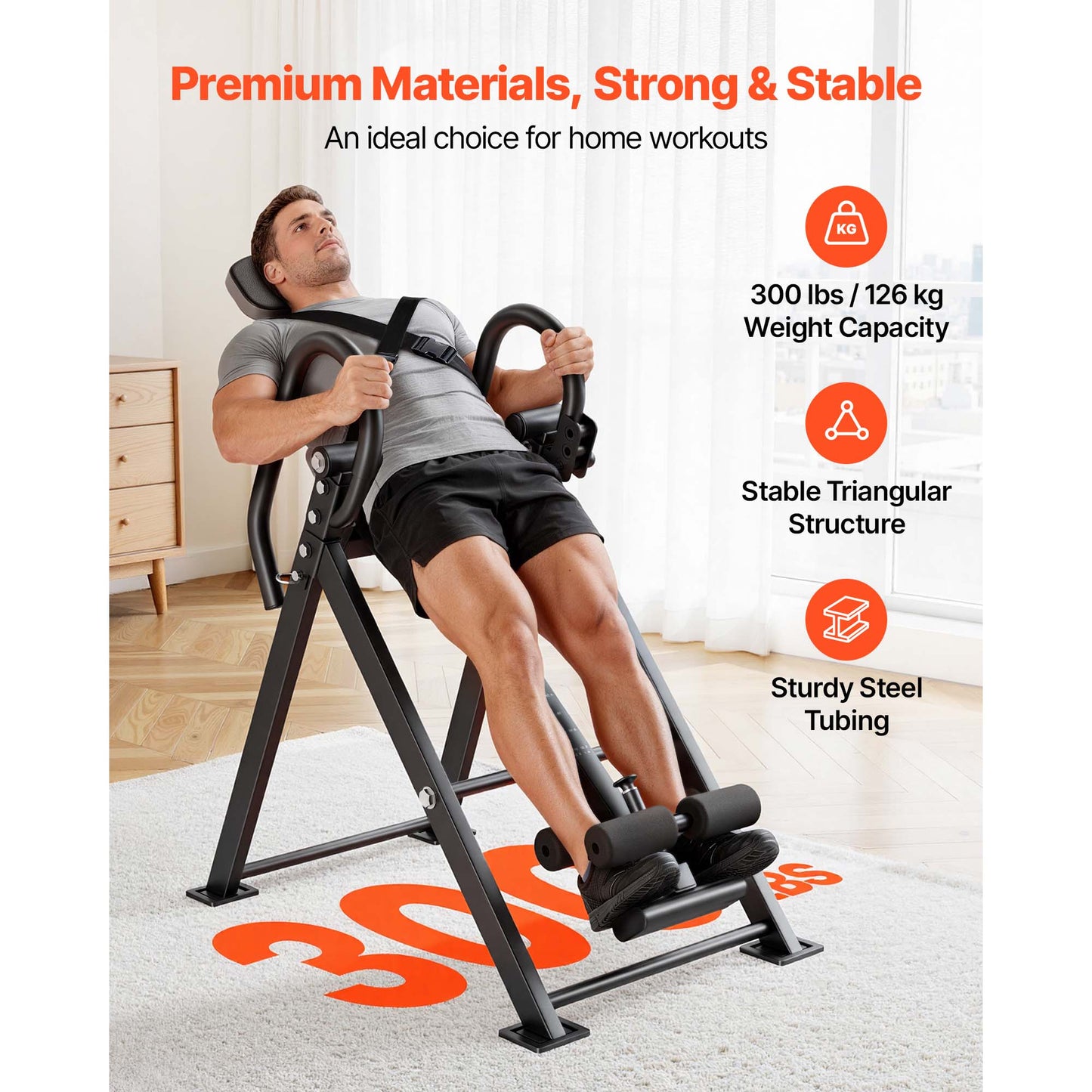 Heavy Duty Inversion Table for Back Neck Shoulder Knees Support 300 Lb Capacity