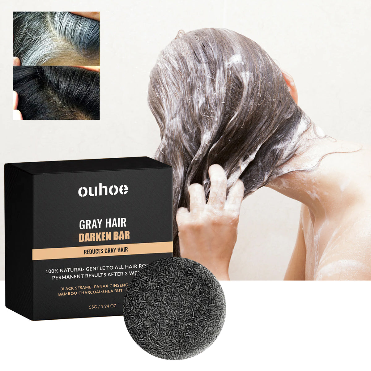 Black Hair Soap Bar 55g