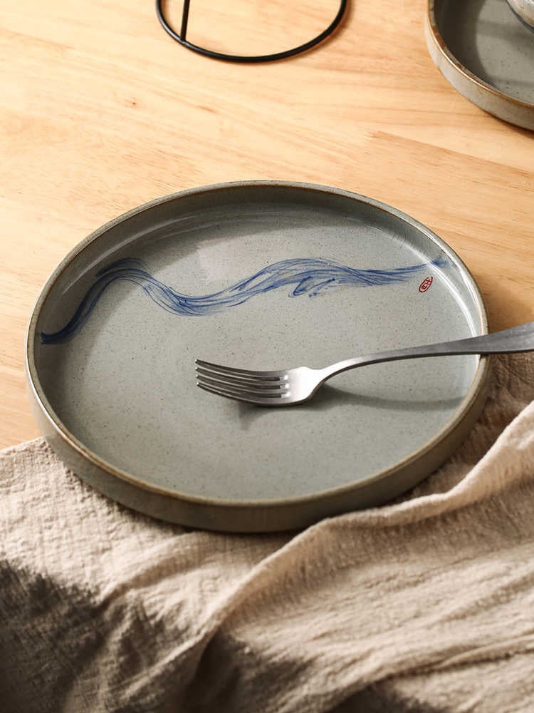 Ceramic Dinner Plate Set - Hand-Painted Round Tableware for Home & Kitchen