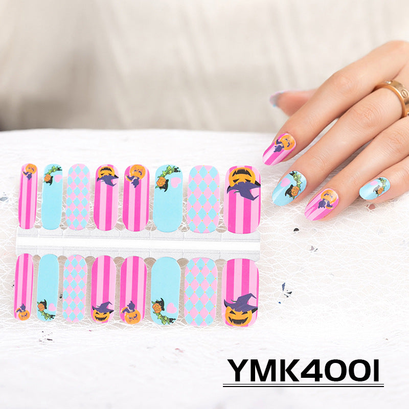 Halloween Skull & Autumn Leaf Nail Stickers - Adhesive Nail Art Decals