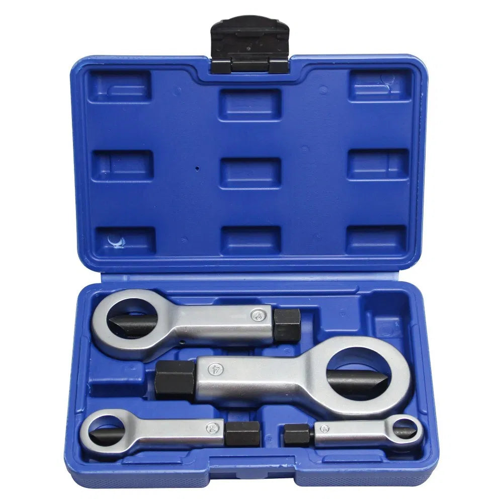 Heavy-Duty Nut Splitter Set 4pcs for Rusted & Damaged Nuts - Metal Hand Tools