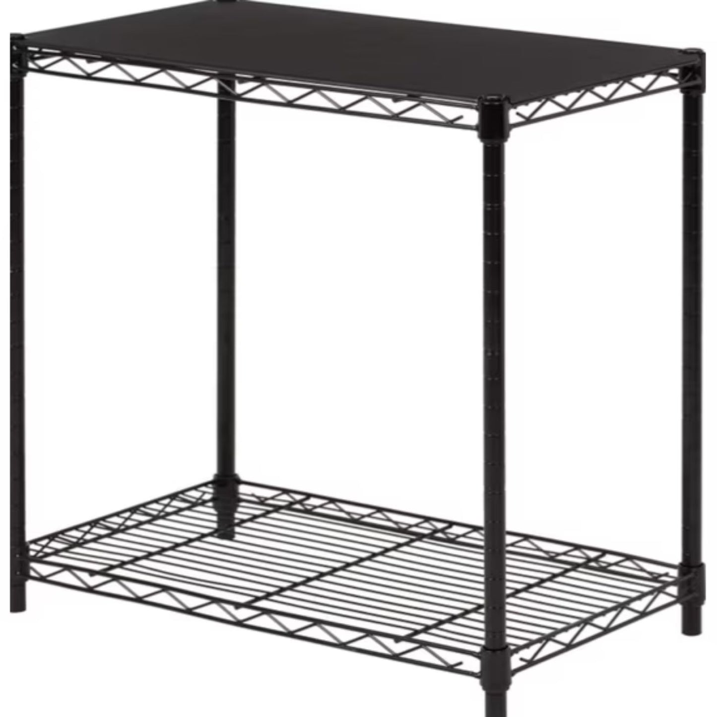 Heavy Duty Metal Rolling Shelving Cart - Black 2-Tier Storage Rack