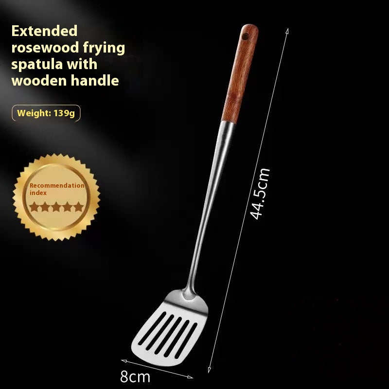 Extended Handle Rosewood Kitchenware Set - Stainless Steel Cooking Tools