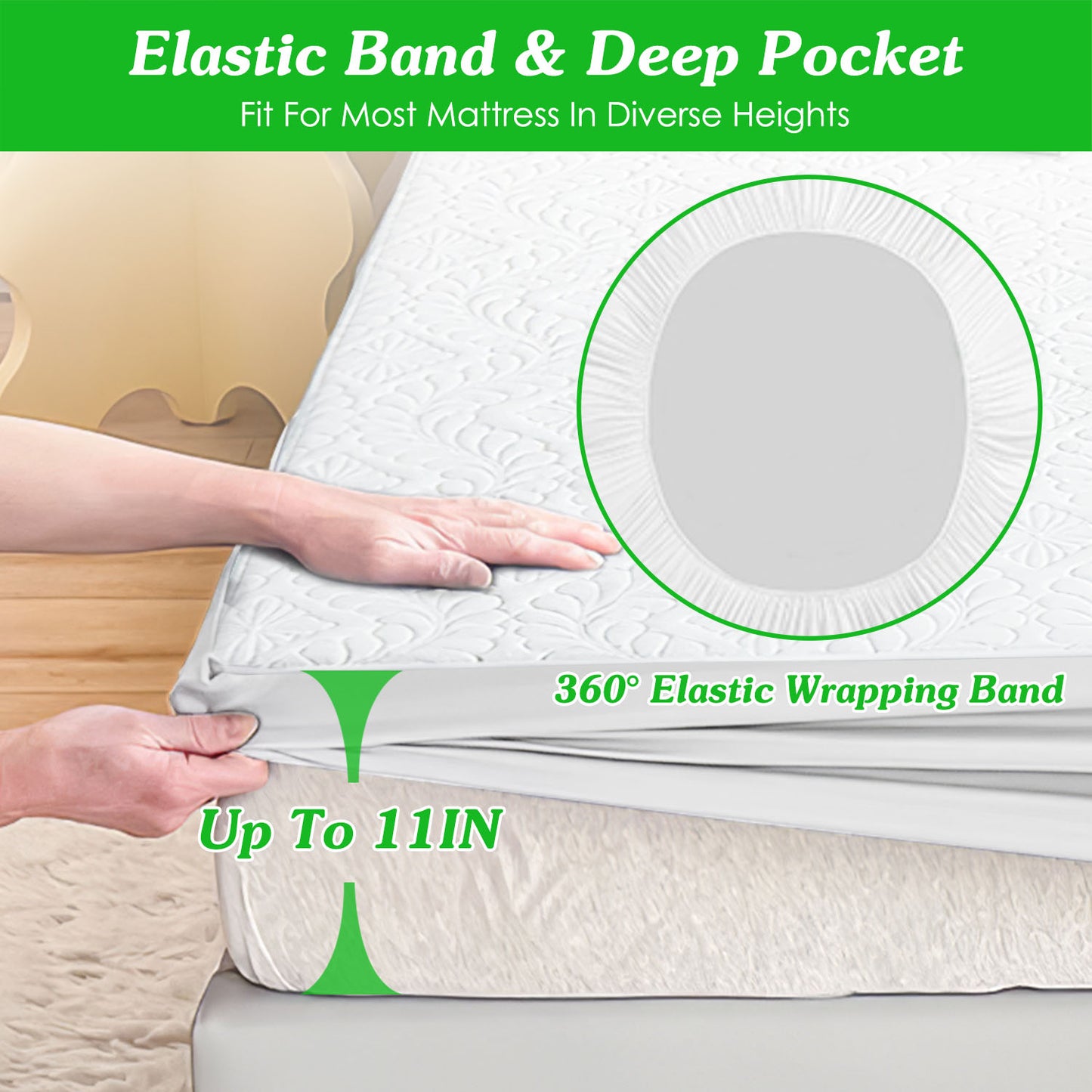Full Size Waterproof Mattress Protector - Soft Cotton, Deep Pocket