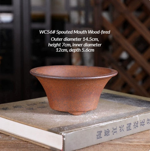 Wood-Fired Bonsai Pot with Yixing Clay Options - Garden & Indoor Plant Container