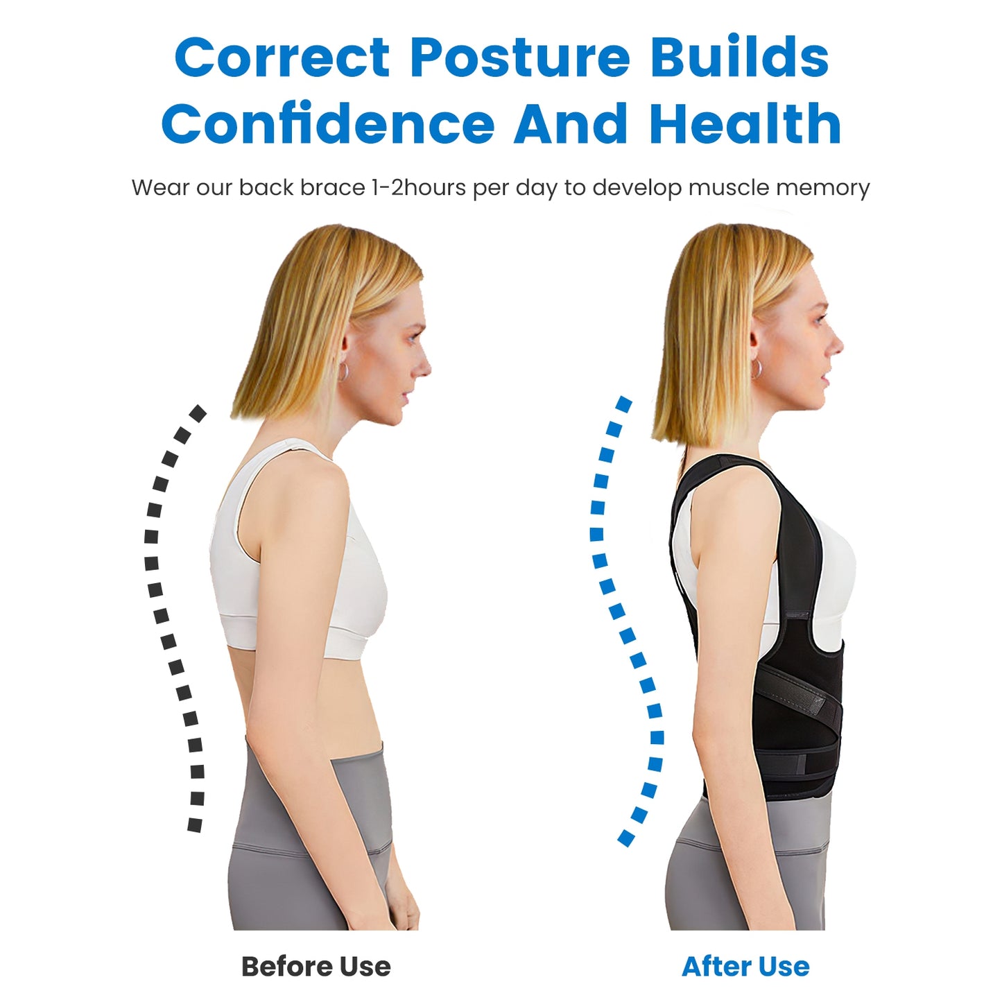 Adjustable Back Posture Corrector for Men & Women - Breathable Spine Support