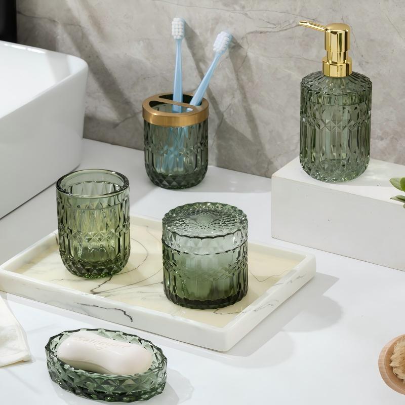 Luxury Glass Dispenser Set for Bathroom Lotion & Hand Soap