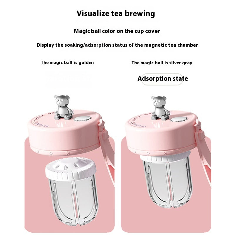 Magnetic Glass Water Cup with Tea Filter Sealed Leakproof Drinkware