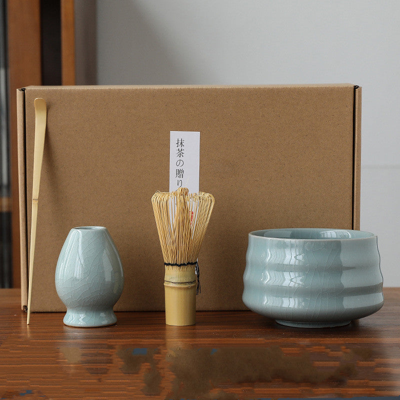 Japanese Matcha Tea Set with Ceramic & Bamboo Accessories - Multiple Colors