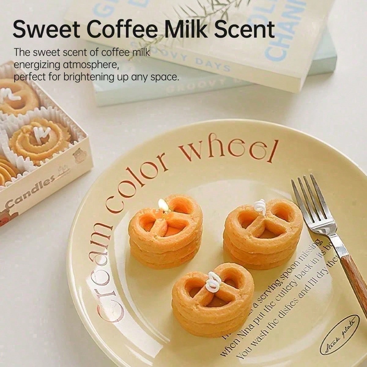 Cookie Shape Scented Candle Set - 4PCS Coffee Milk Aroma