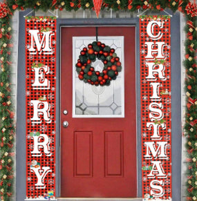 Christmas Festival Door Curtain Banner Set - Outdoor Decorative Flags 30x180cm
