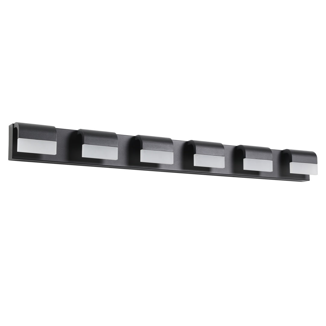 6-Light Modern LED Bathroom Vanity Light Fixture - Black