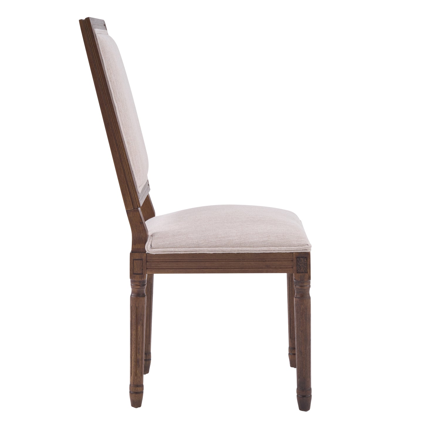 French Country Dining Chairs - Upholstered Cane Backrest, Set of 2
