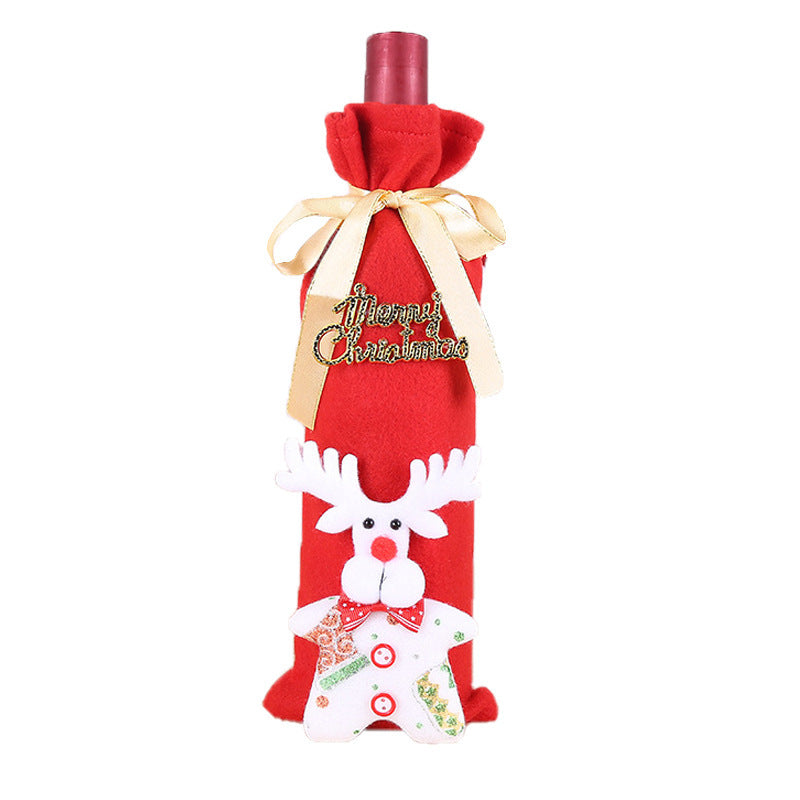 Christmas Flannel Wine Bottle Gift Bag Set for Holiday Decor