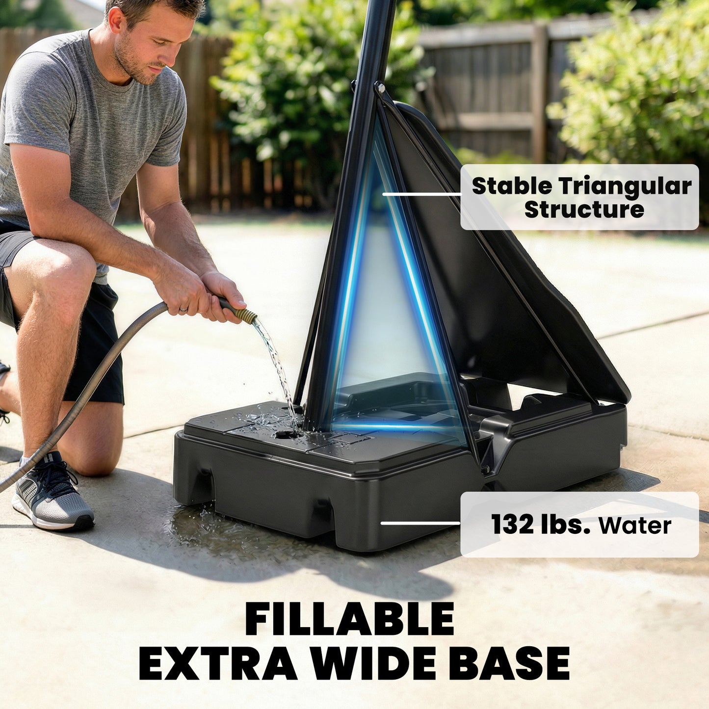 Adjustable Portable Basketball Hoop with 47" Backboard - Black