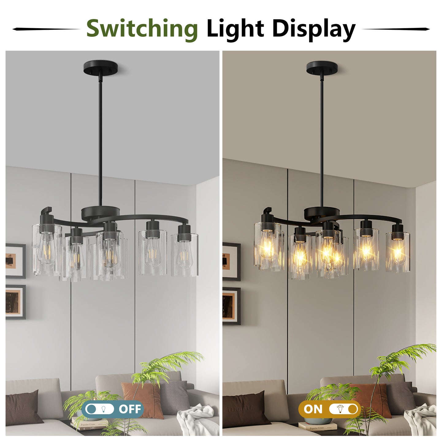 9-Light Black Modern Chandelier for Dining Room & Kitchen Island