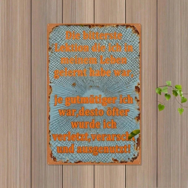 Rustic German Quote Metal Sign - 8x12 Inch Wall Decor