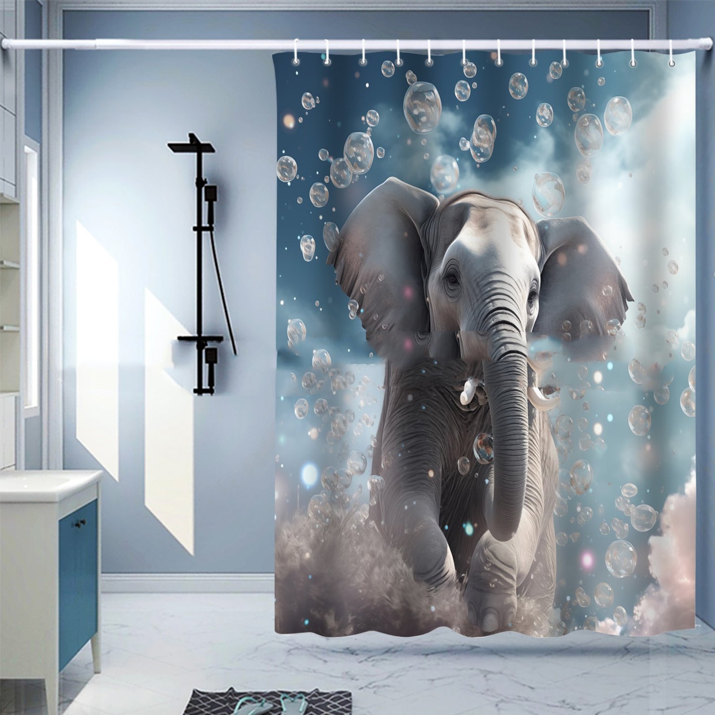 Waterproof Digital Printing Shower Curtain - Punch-Free European Style 183x214cm