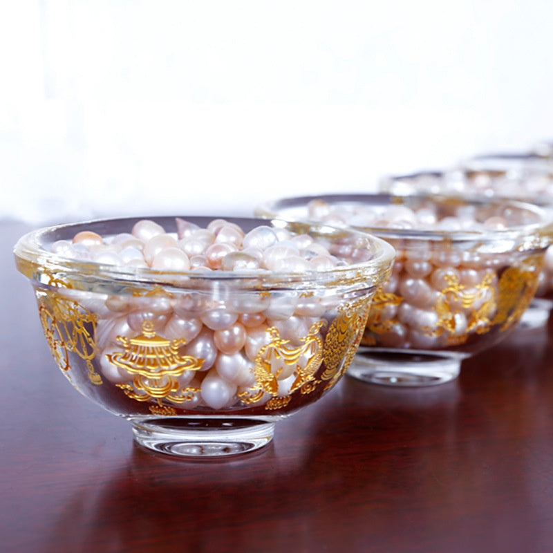 Synthetic Crystal Eight Auspicious Symbols Water Bowl – Religious Offering Cup