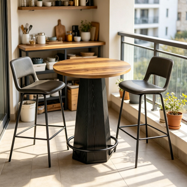 31.5" Round Bar Table with Unique Hexagonal Base