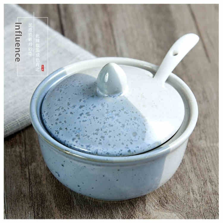 Ceramic Seasoning Bottle with Lid - Japanese Style Kitchen Jar - Multiple Series