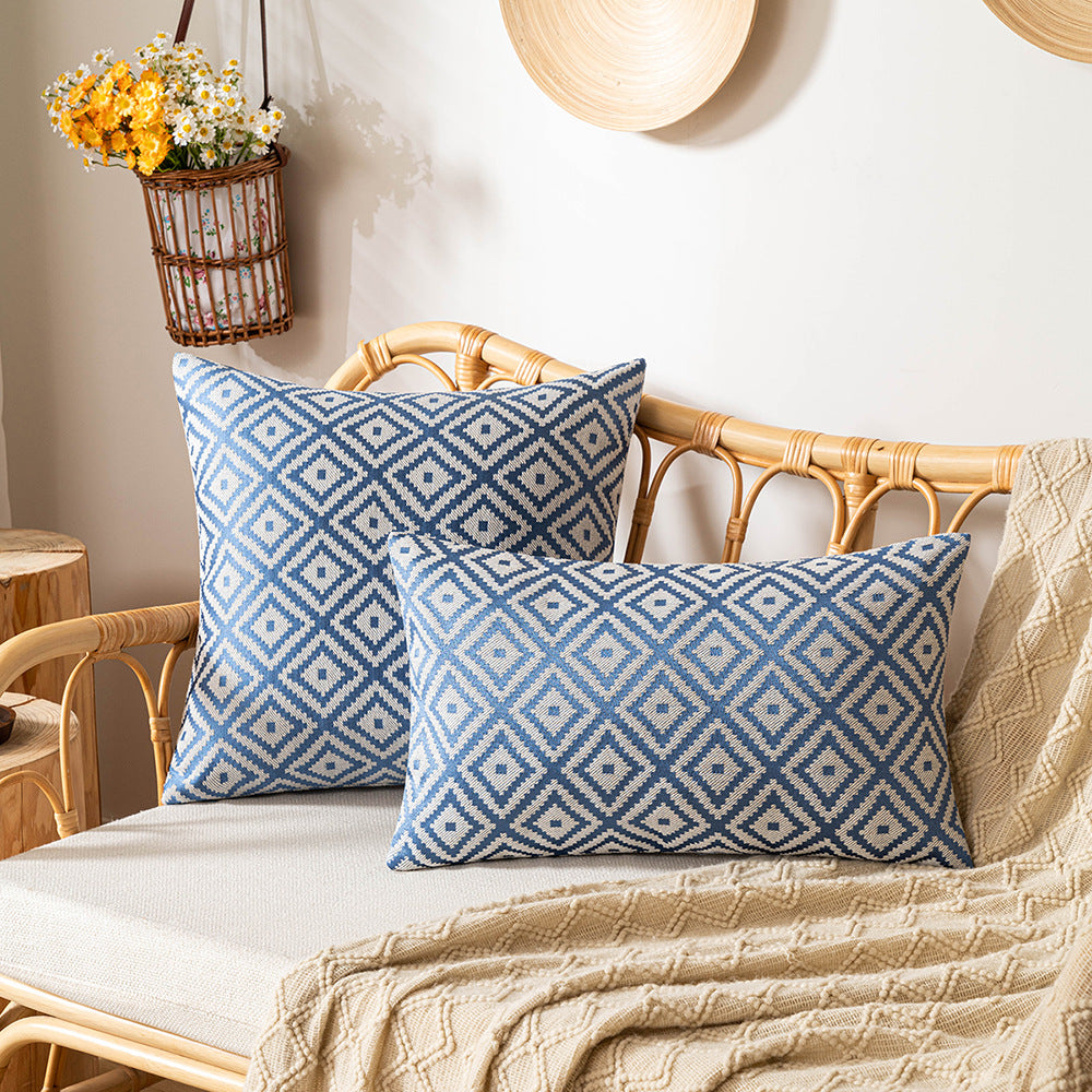 Nordic Rhombus Jacquard Pillow Cover Set Double-Sided Woven Cushion Cases