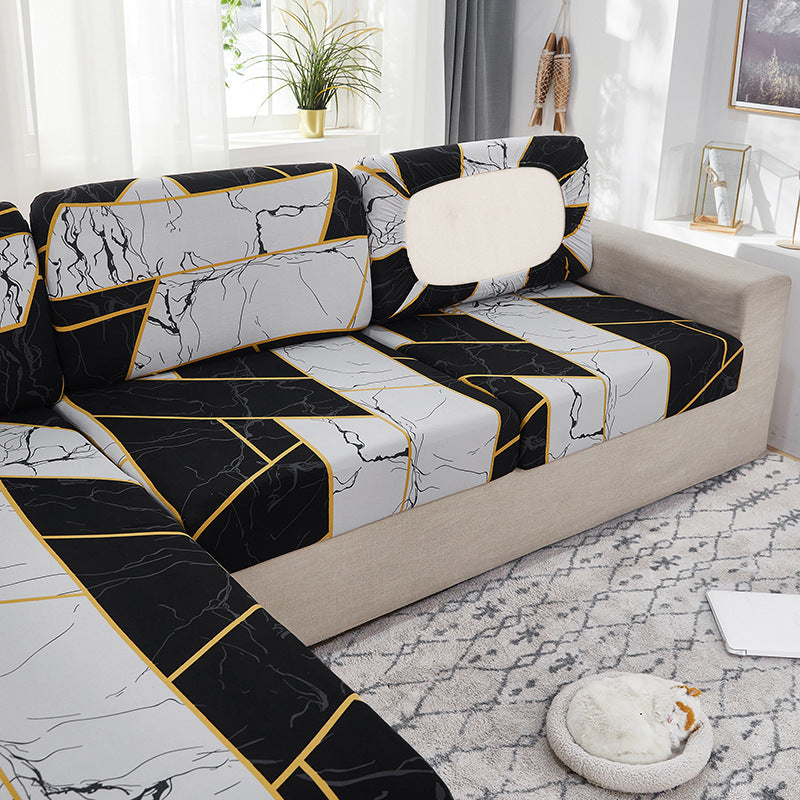 Stretch Sofa Seat Cover - Printed Milk Silk Cushion Protector for Home