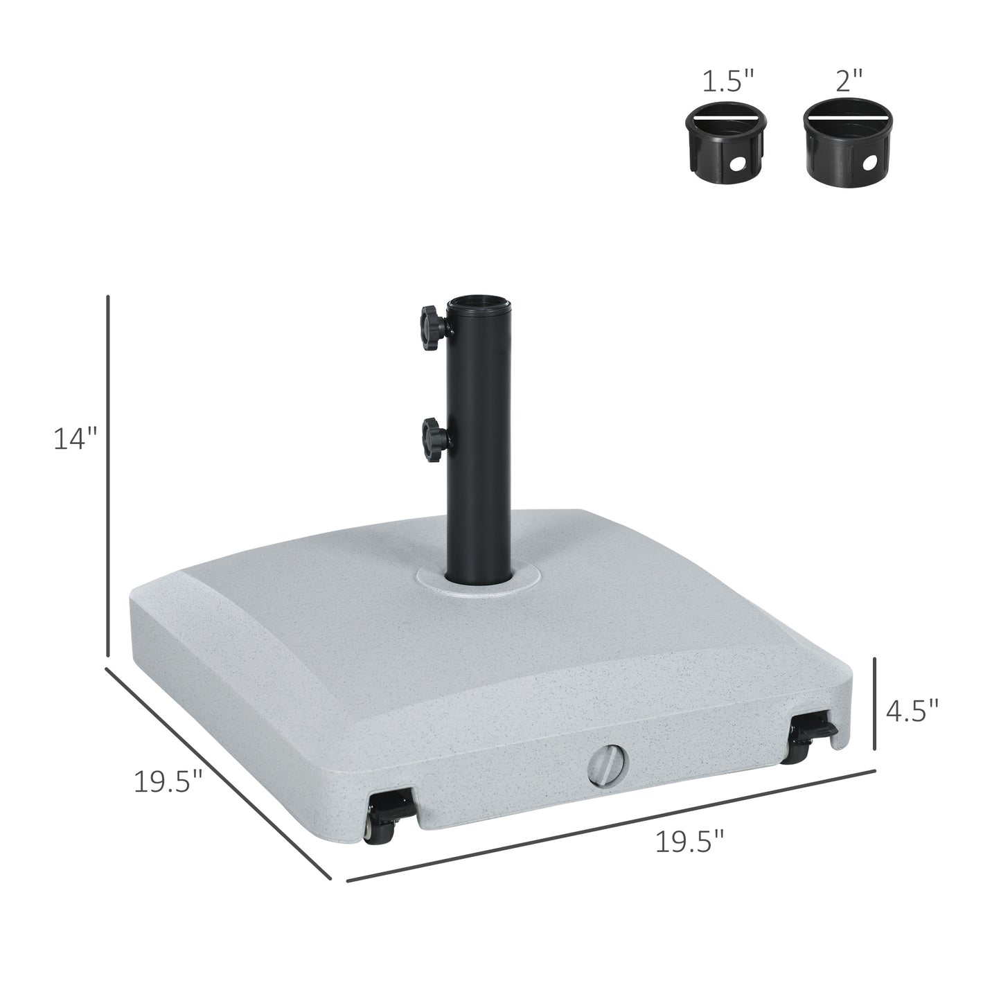 Heavy Duty Patio Umbrella Base with Wheels - Gray, 66 lbs Sand
