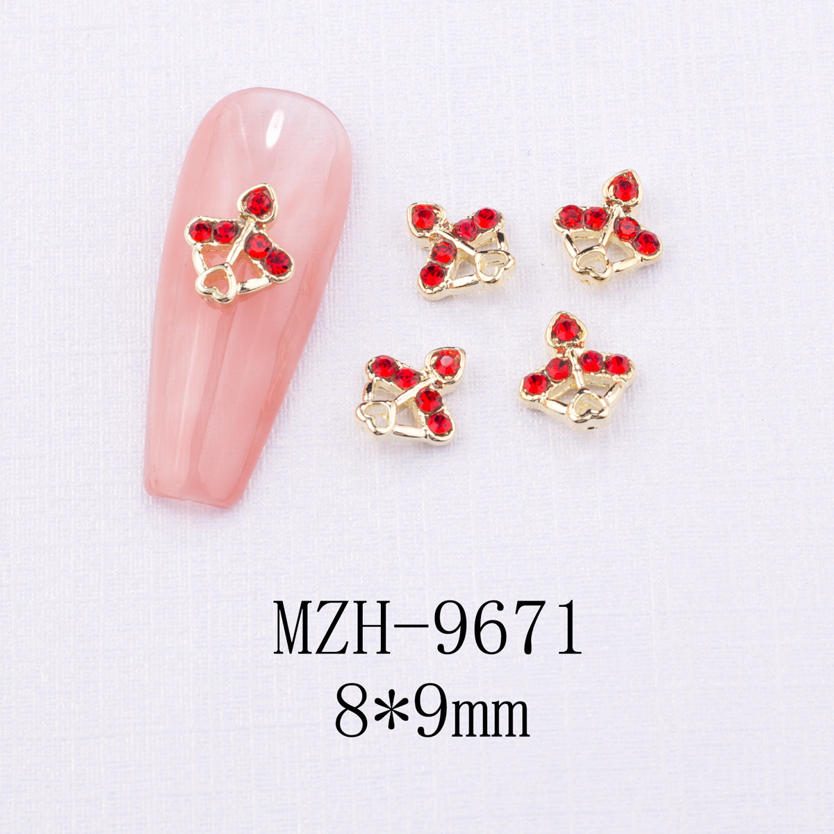 Glass Nail Decorations with Red Bow Design - Assorted Series
