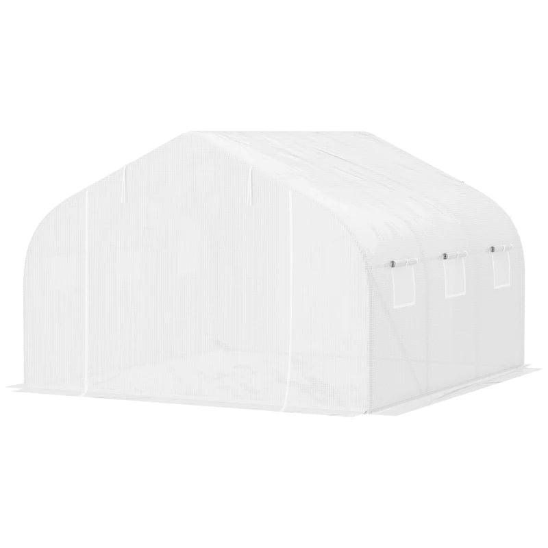 Outdoor Walk-In Greenhouse Tunnel with Roll-Up Windows and Heavy Duty Steel Frame