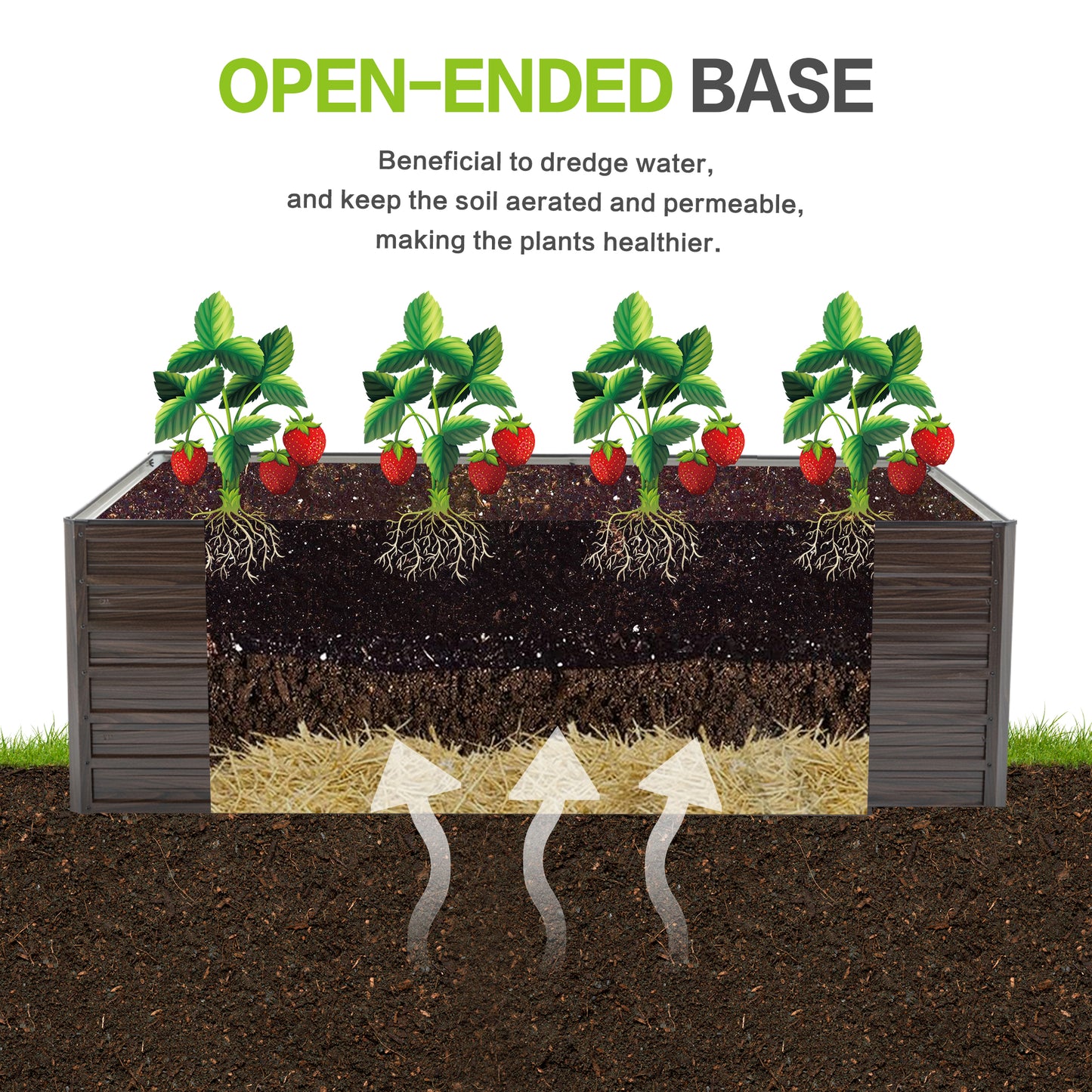 Metal Raised Garden Bed Kit - 74.6" x 35.4" x 25" - Walnut