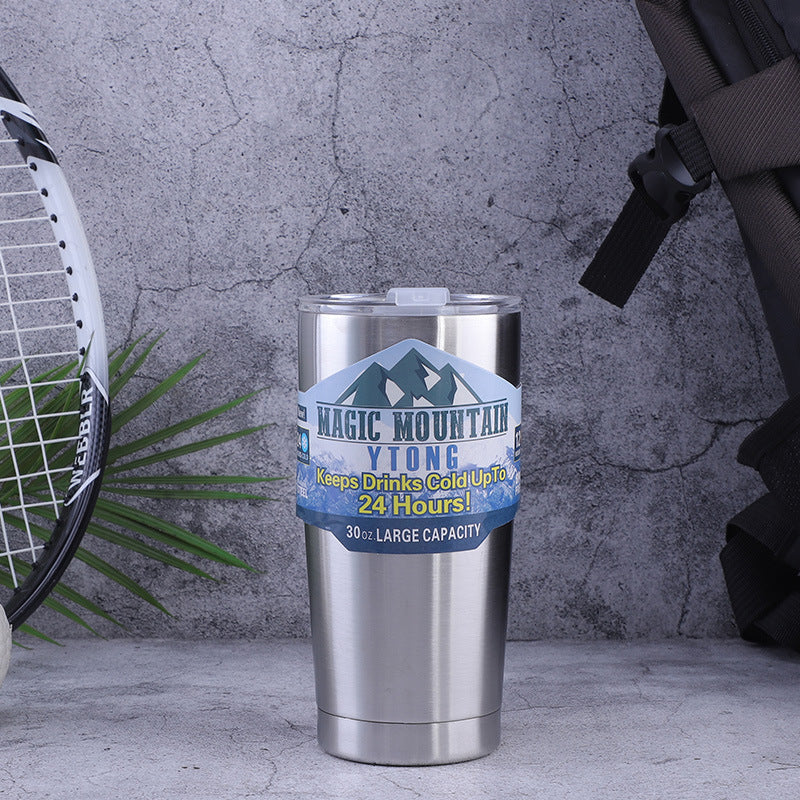 Large Capacity Stainless Steel Travel Insulated Car Mug with Straw & Brush