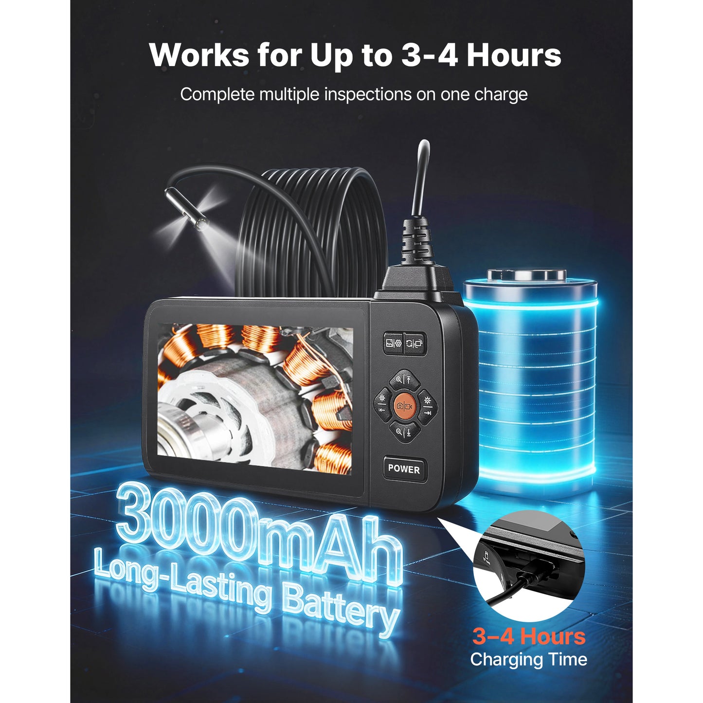 HD Endoscope Camera with 4.5-Inch IPS Screen Waterproof Inspection Snake Camera for Automotive Plumbing
