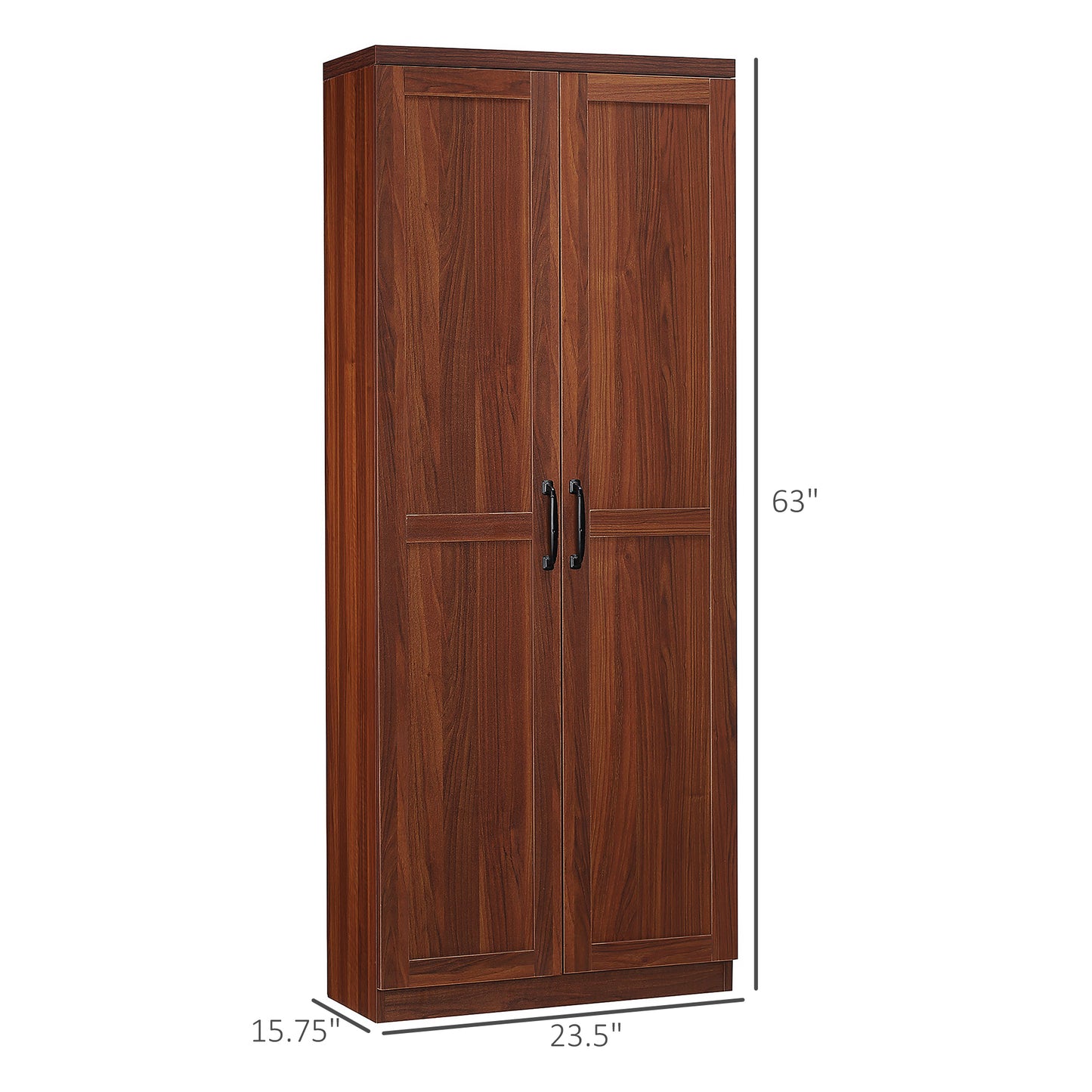 Freestanding 63" Kitchen Pantry Storage Cabinet with Adjustable Shelves - Brown