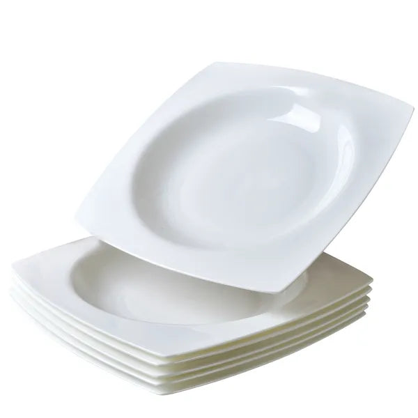 Square Salad Plate Set for 6 - Elegant Ceramic Dinnerware