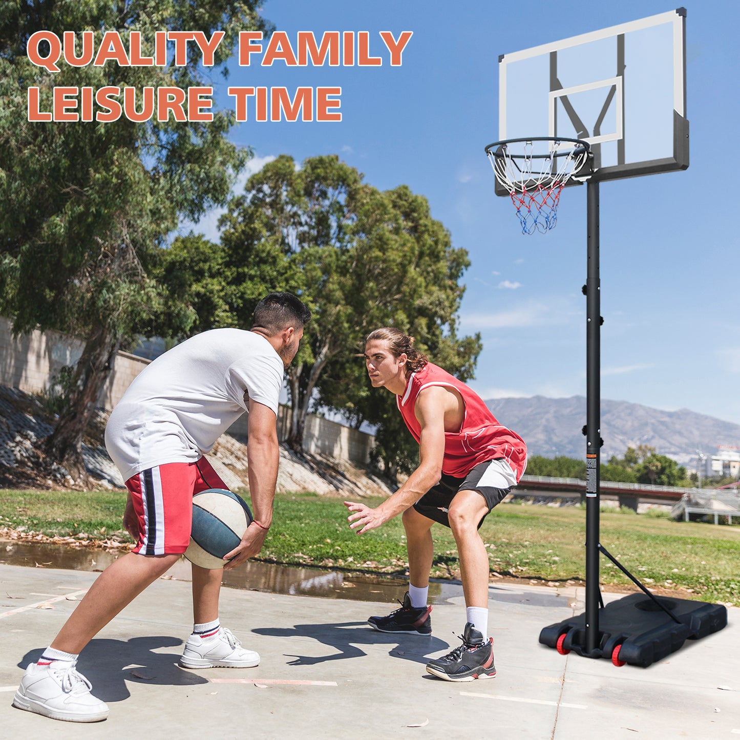 Height Adjustable Portable Basketball Hoop - 5.73-10FT with Wheels