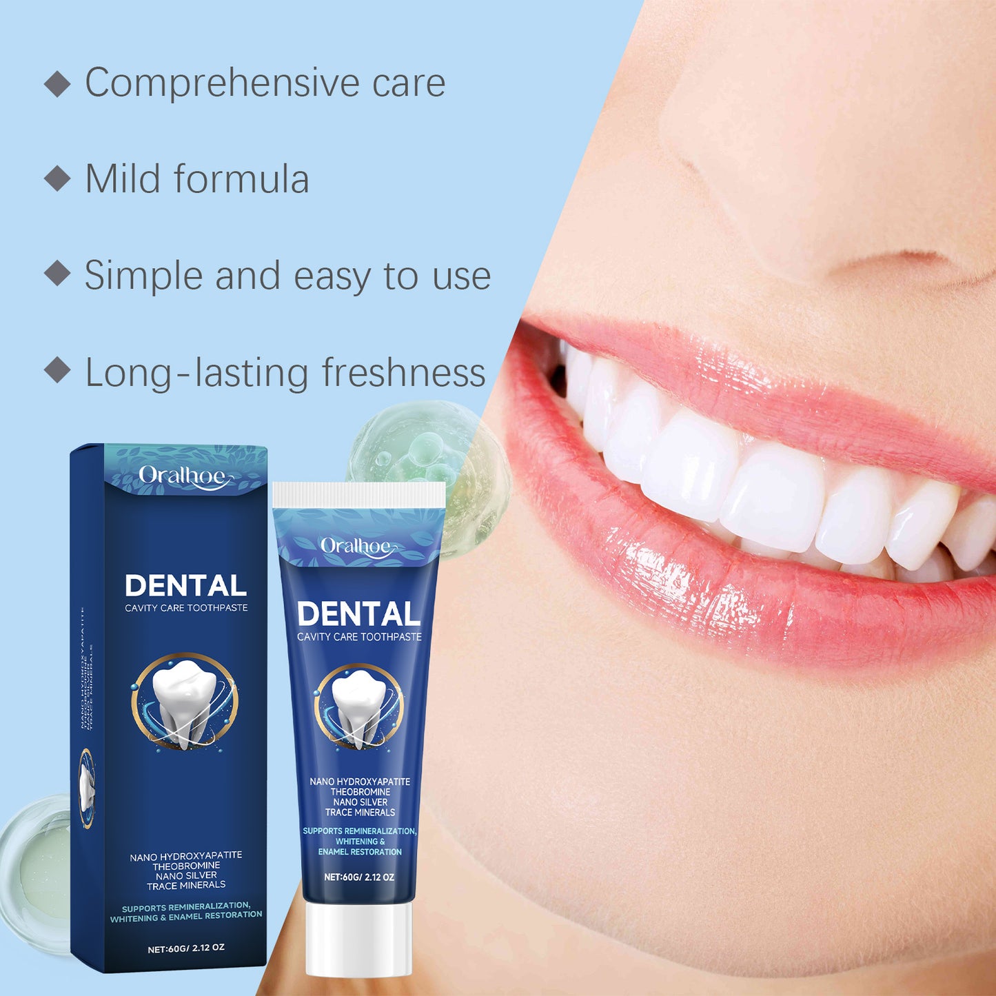 Enamel Repair Toothpaste with Hydroxyapatite for Sensitive Teeth