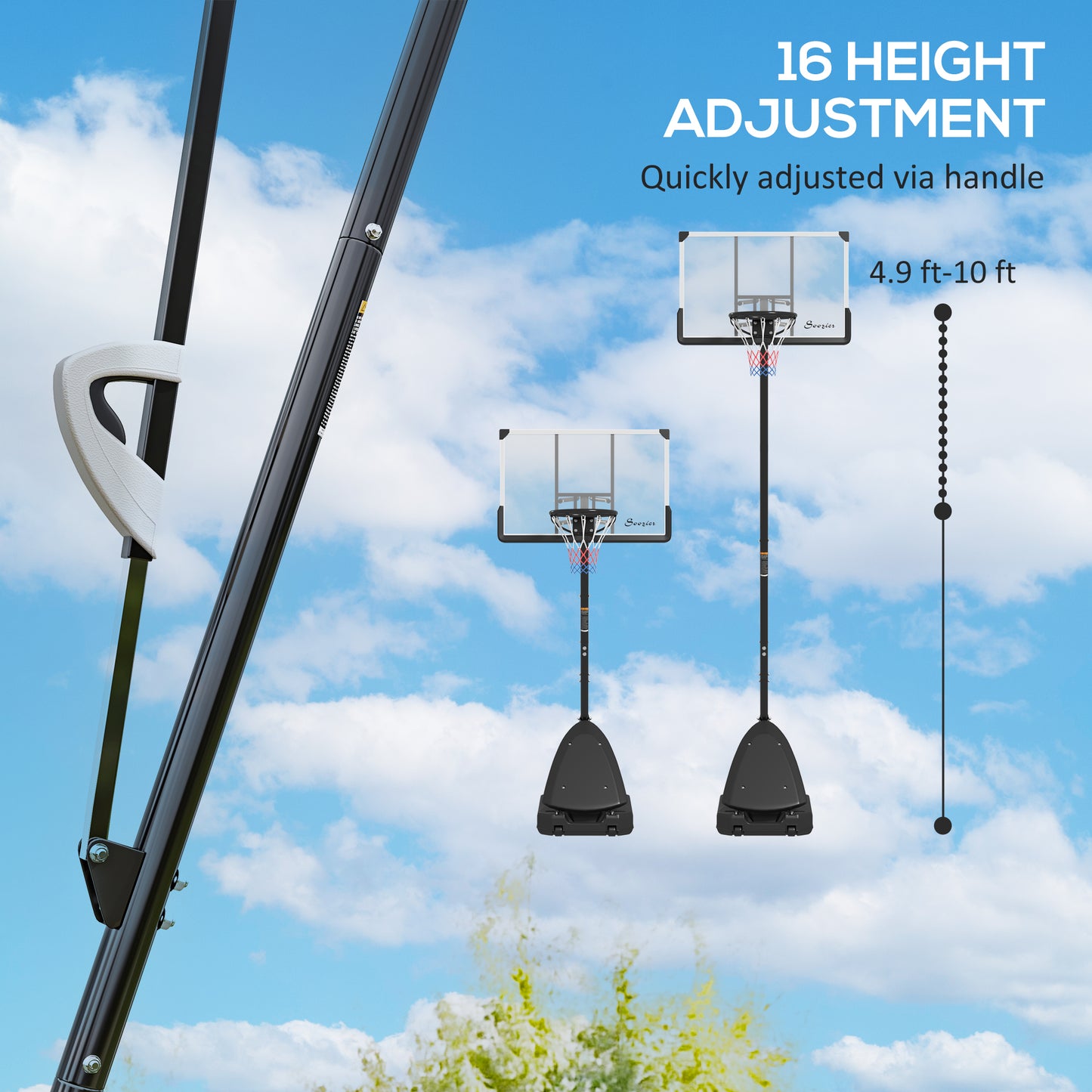 Freestanding Basketball Stand with 44" Backboard & Adjustable Height