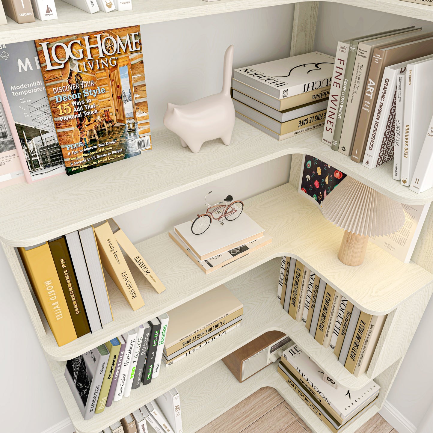 90cm Freestanding Corner Bookshelf - White Wooden Bookcase