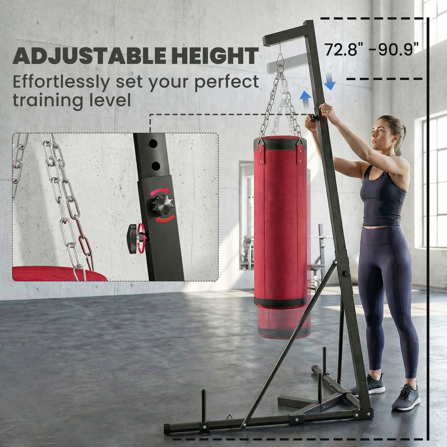 Adjustable Freestanding Punching Bag Stand with Canvas Bag - Red