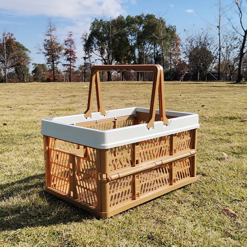 Foldable Picnic Basket - Large Portable Food & Grocery Carrier for Outings