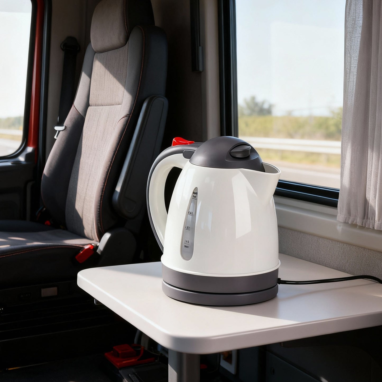 150W Portable Car Electric Kettle 1000ml Travel Water Heater Auto Shut Off Beige