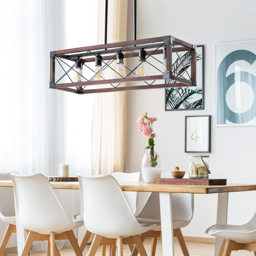 32-inch Redwood Industrial Farmhouse Pendant Light Chandelier