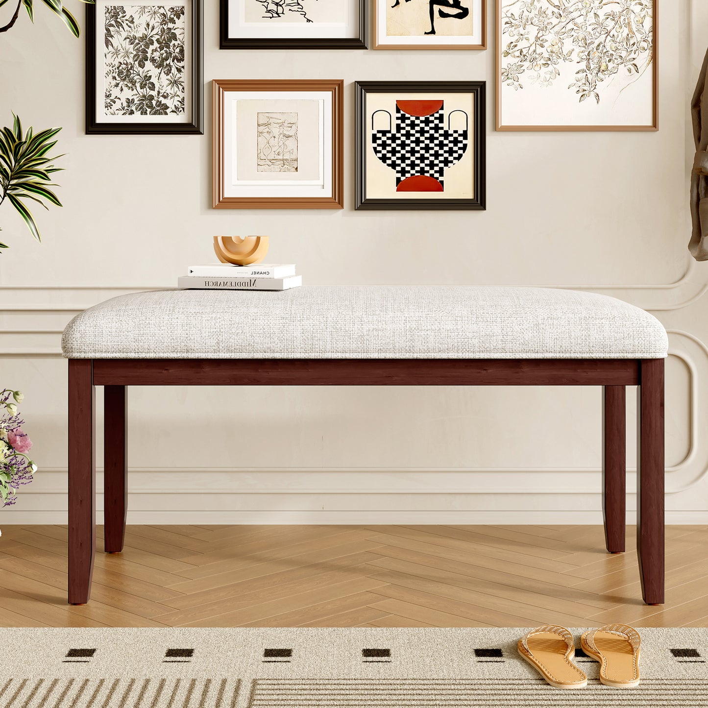 Upholstered Bench For Bedroom End Of Bed,38-inch Entryway Living