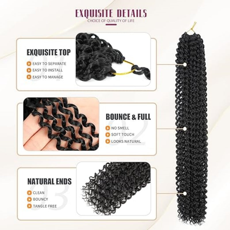 Water Wave Crochet Braiding Hair - Long Bohemian Curly Synthetic Fiber