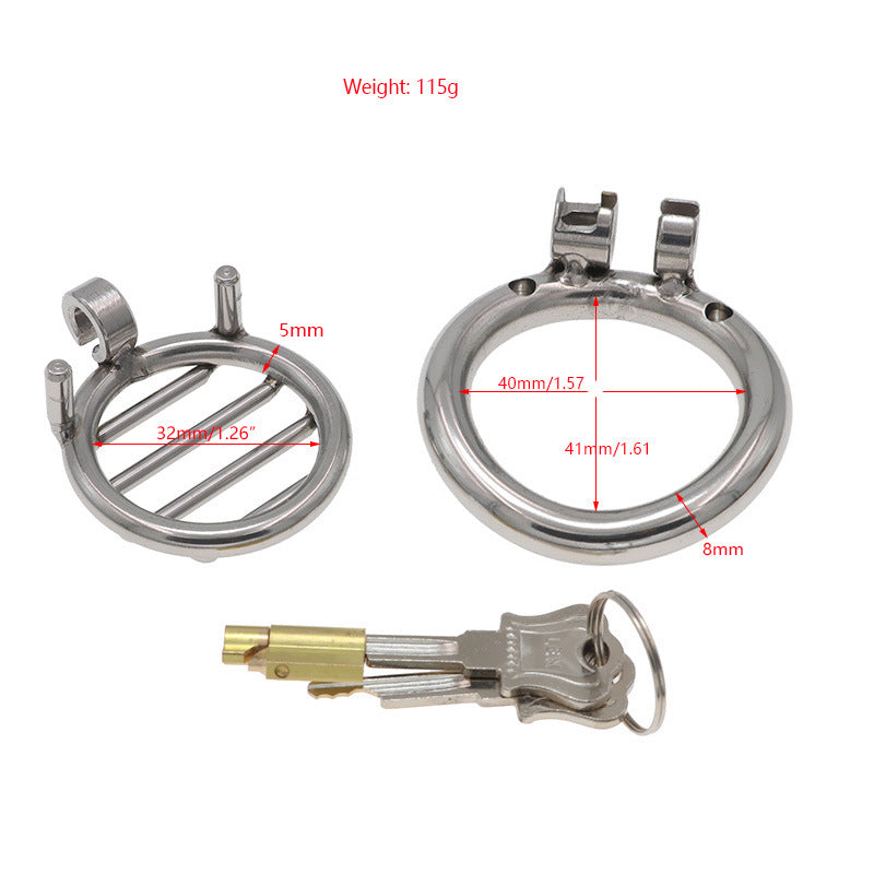 Men's Stainless Steel Flat Chastity Lock with Multiple Ring Sizes