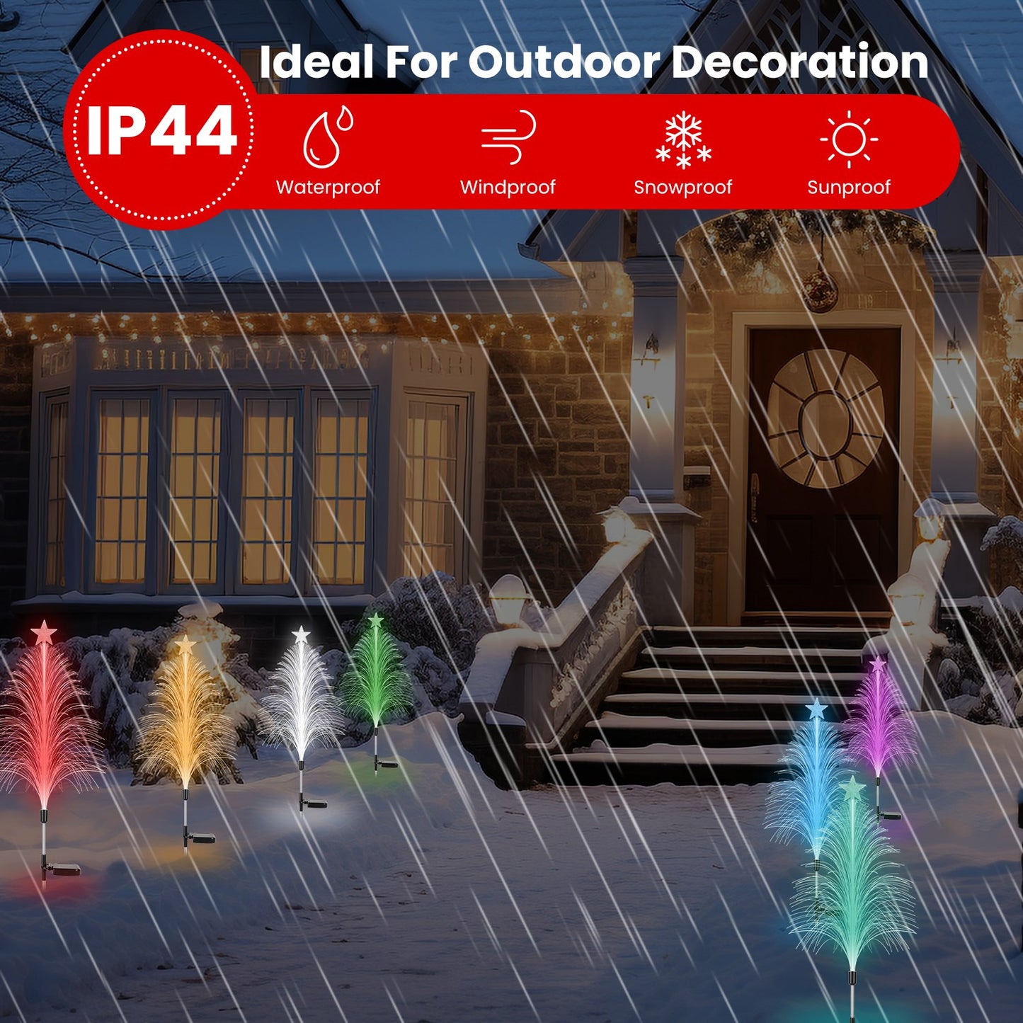 7 Color Changing Solar Christmas Tree Lights with Star Topper