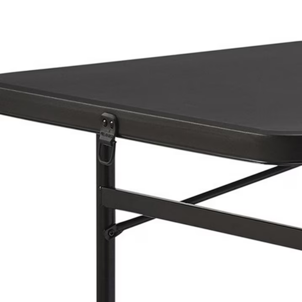 6 Foot Folding Table - Bi-Fold Plastic, Black - Seats 8