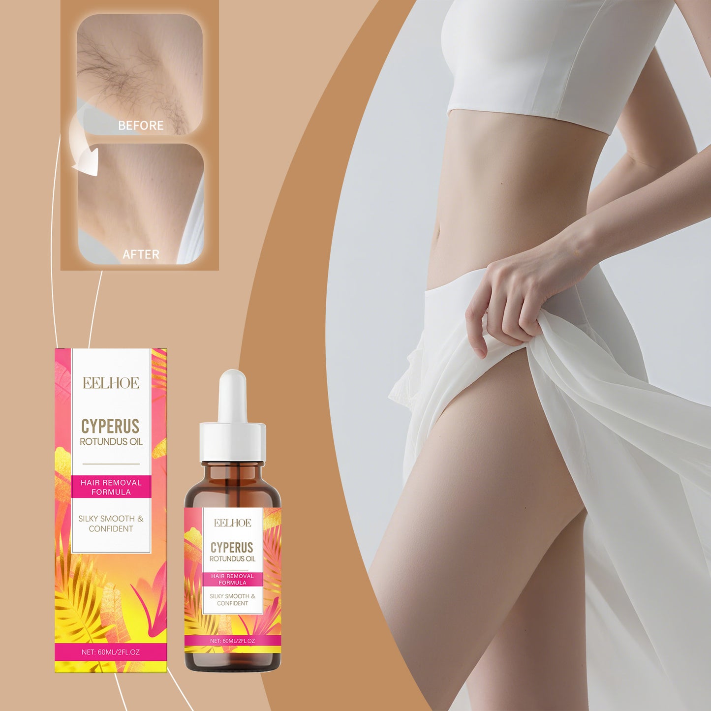 Hair Removal Care Essential Oil 60ml Natural Body Oil for Smooth Skin